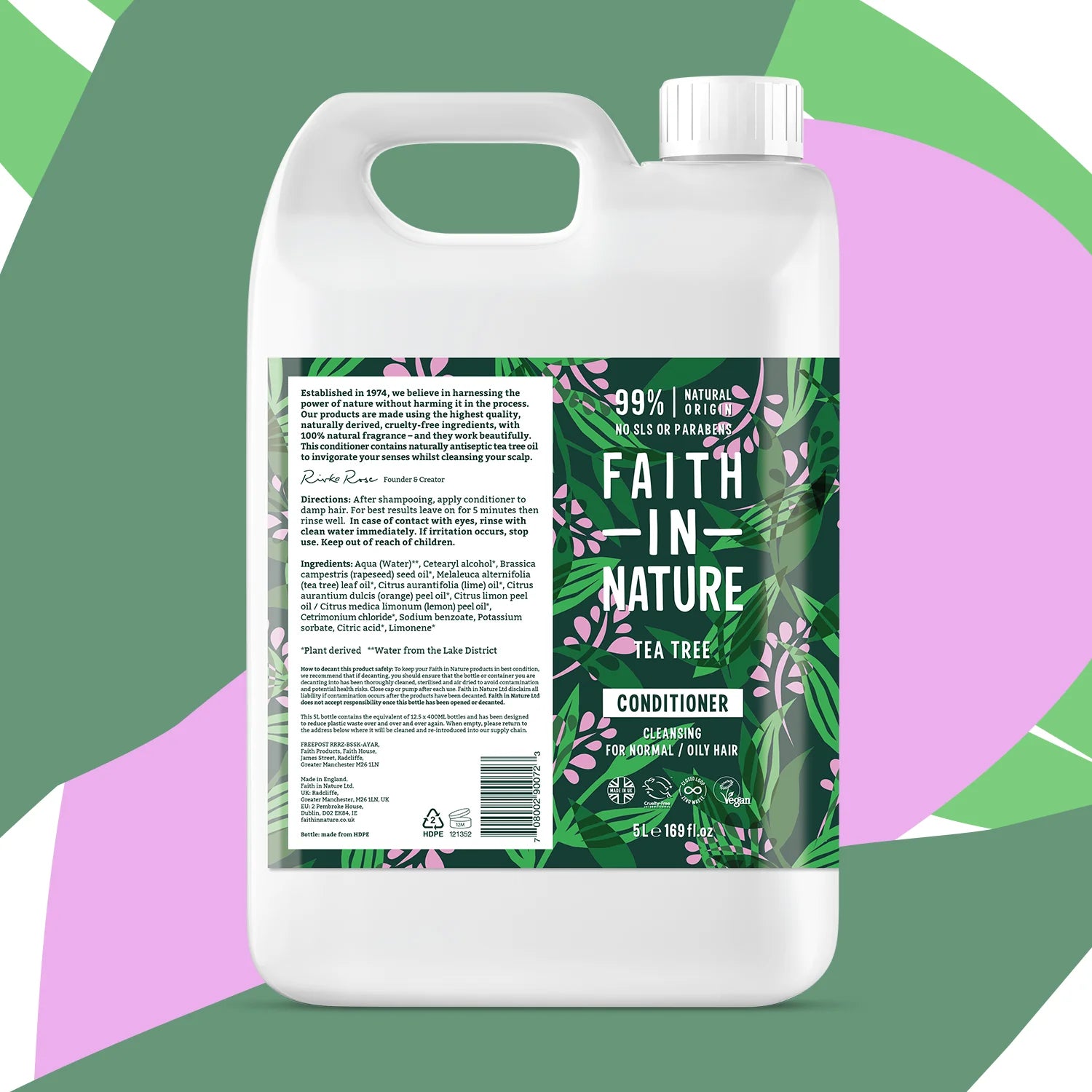 Faith In Nature Tea Tree Conditioner Refill 5L - Natural Scalp Care for Dry & Itchy Hair - Perfect for Salons & Eco-Conscious Homes
