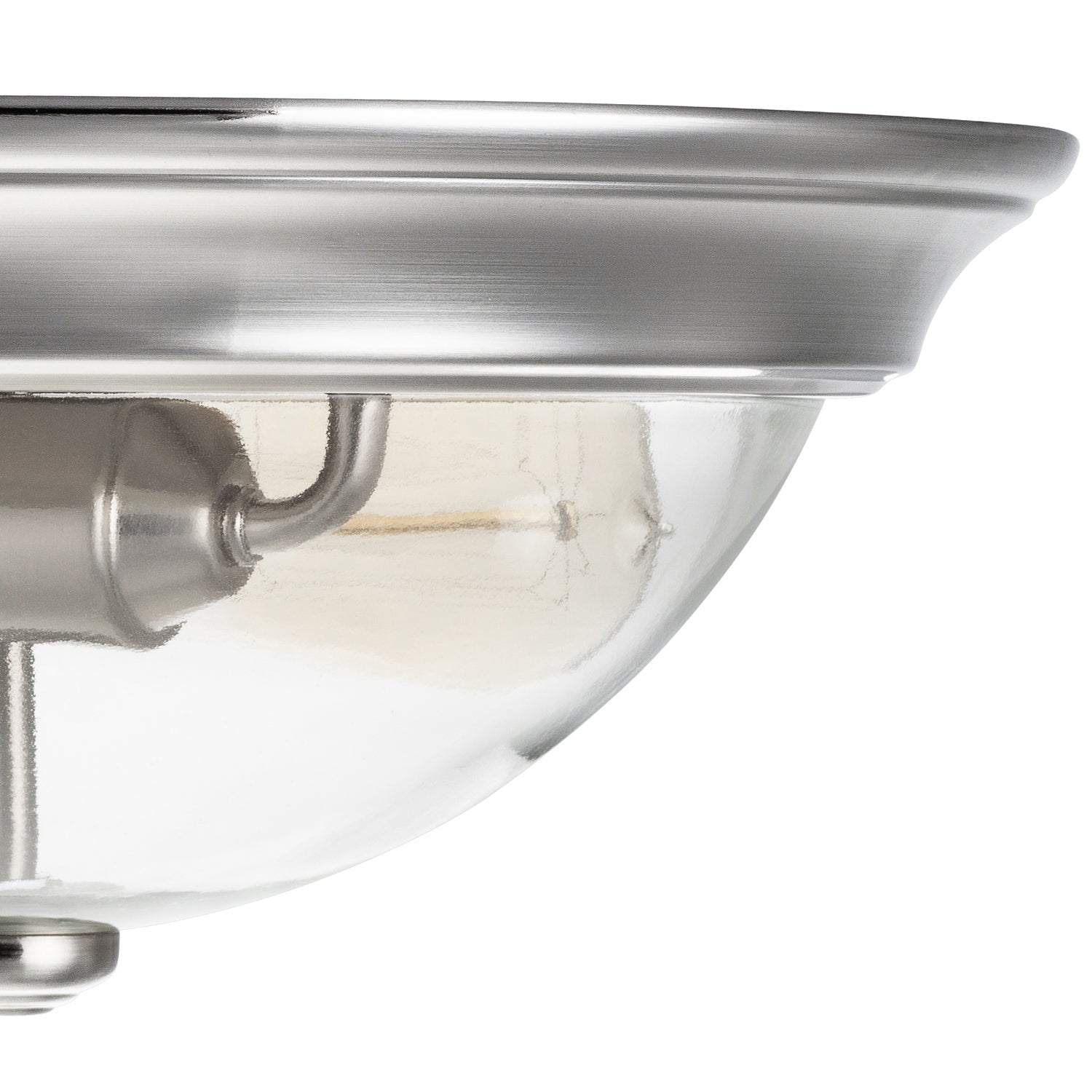 13 Inch Designer Series Flush Mount Bowl Light - Clear Glass with Brushed Nickel Finish - Perfect for Kitchen, Bathroom, and Hallway Lighting