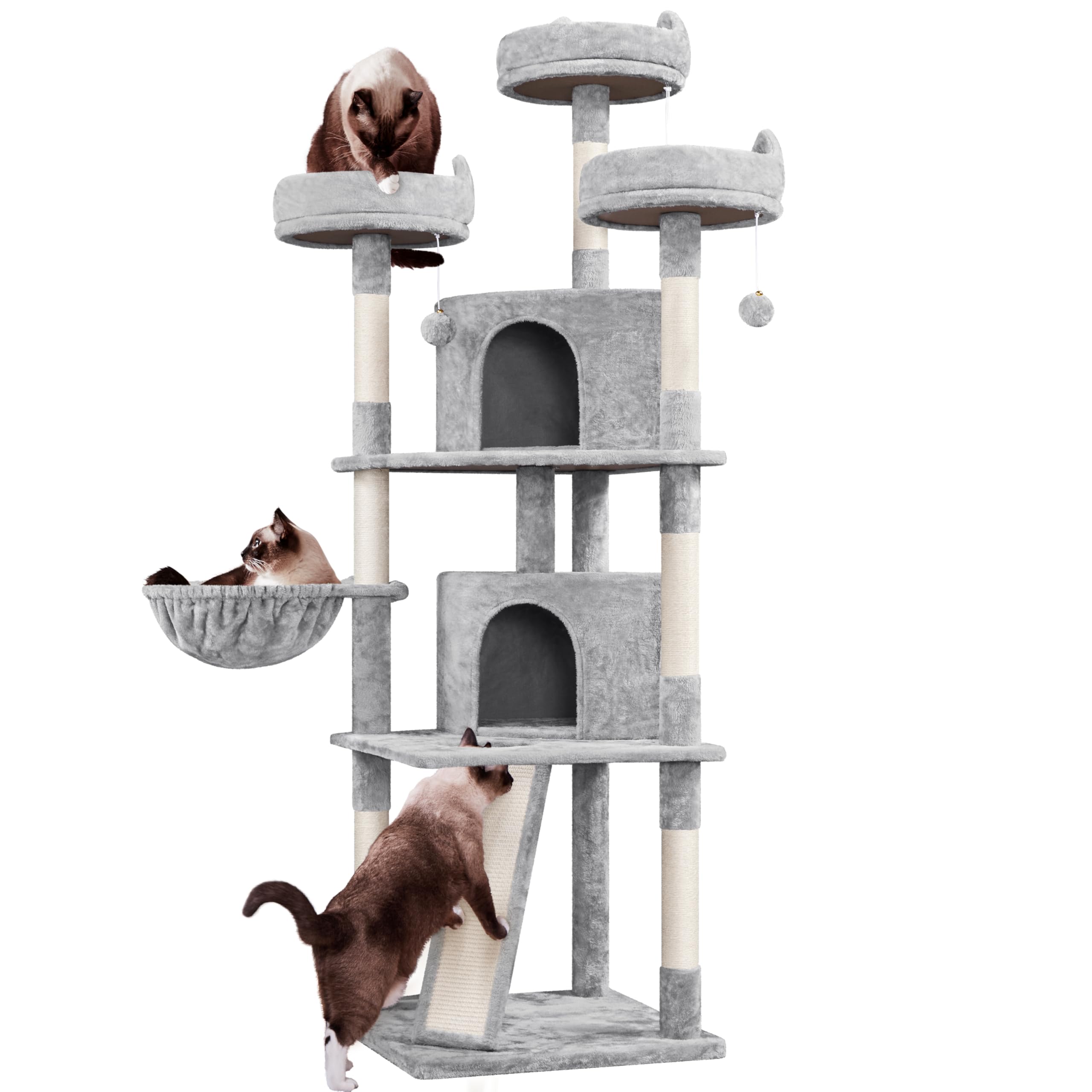 Yaheetech 76-Inch Large Cat Tree with Perches, Condos & Scratching Posts - Multi-Level Cat Tower for Indoor Cats - Perfect for Play, Rest & Climbing in Home or Apartment