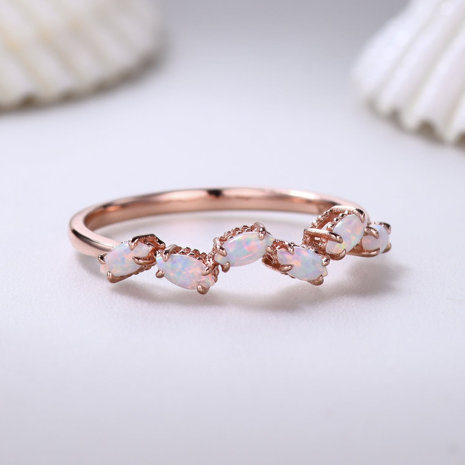 Exquisite Marquise Cut Opal Wedding Ring - Art Deco Style October Birthstone Jewelry for Women | Perfect for Engagement, Anniversary & Special Occasion Gifts