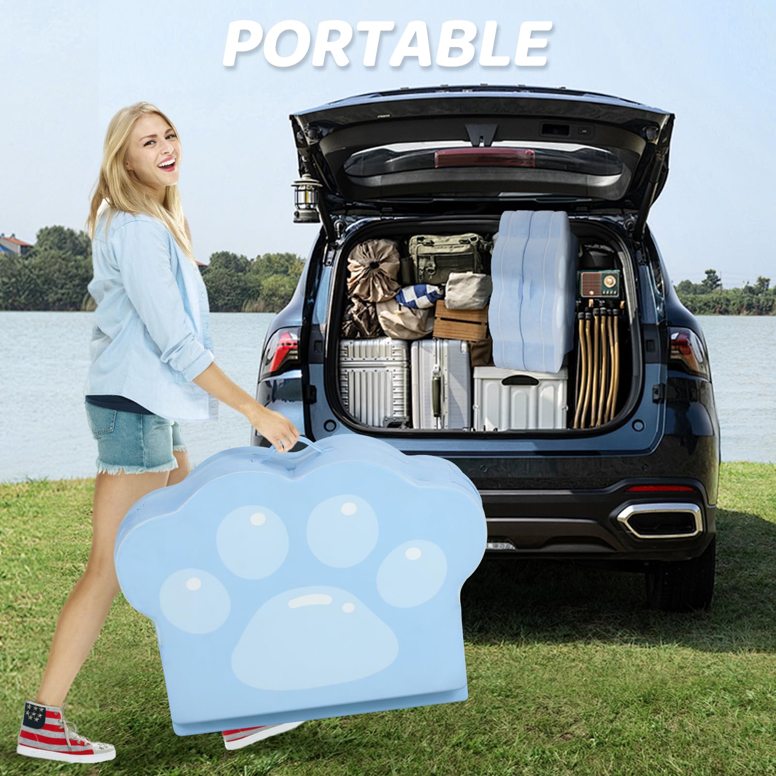 Portable Foldable Toddler Travel Bed for Kids 1-5 Years - Soft & Safe Floor Mattress (Blue) - Perfect for Travel, Camping & Home Use