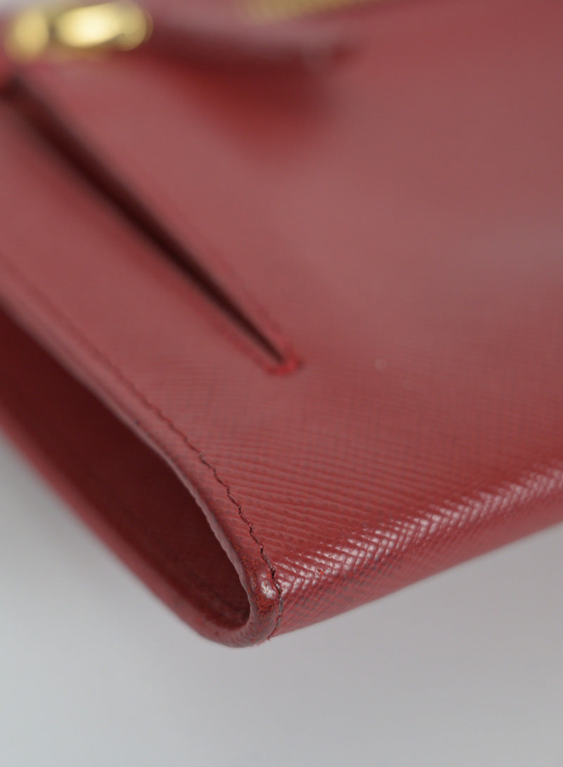 Prada Saffiano Leather Pochette Handbag in Red - Elegant Clutch for Women, Perfect for Parties, Weddings & Evening Events