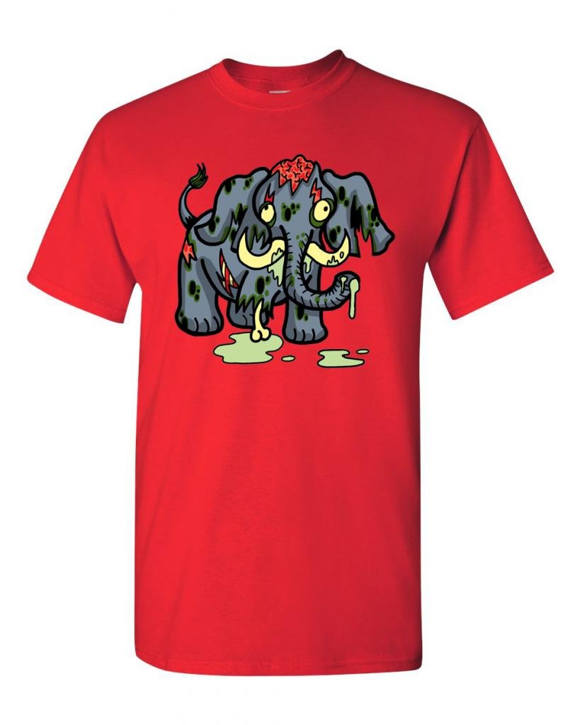 Zombie Elephant Undead Animals Graphic T-Shirt for Adults - Cool Horror & Halloween Tee for Parties, Cosplay, and Gifts