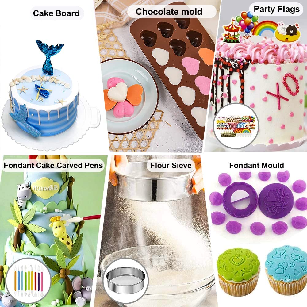 Gawren-H&E 678 PCS Cake Decorating Supplies Kit - Complete Baking Set with Cake Carrier, 3 Springform Pans, Piping Bags & Tips, Chocolate Molds, Cake Stand - Perfect for Home Bakers, Birthday Parties & Wedding Cake Decorating