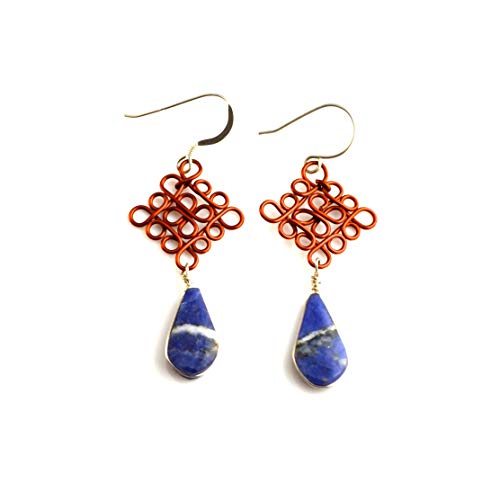 Hammered Copper with Blue Sodalite Stones