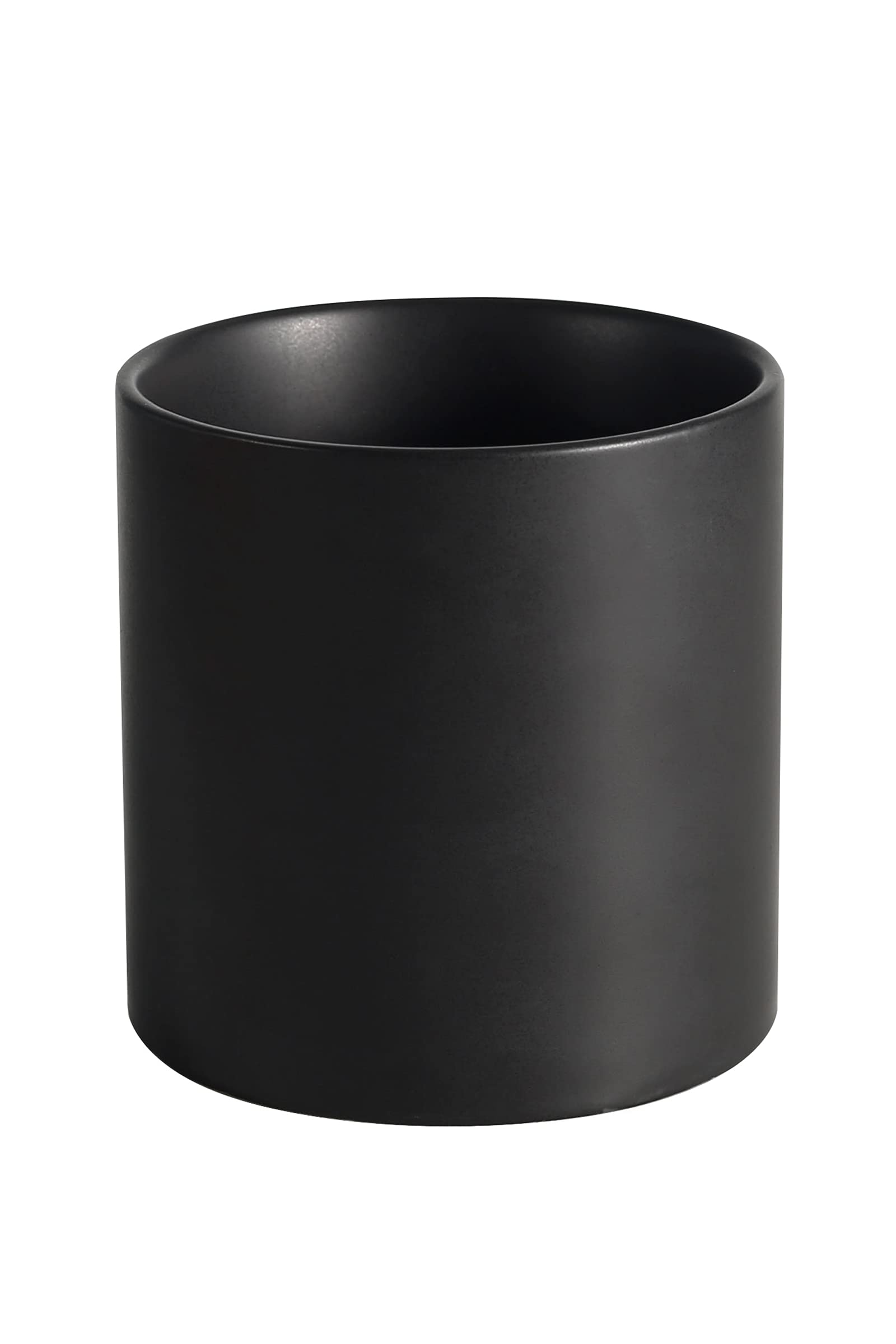 5.1 Inch Modern Black Ceramic Plant Pot with Drainage Hole & Plug - Indoor Flower Planter for Succulents, Herbs & Small Plants - Perfect for Home, Office & Garden Decor