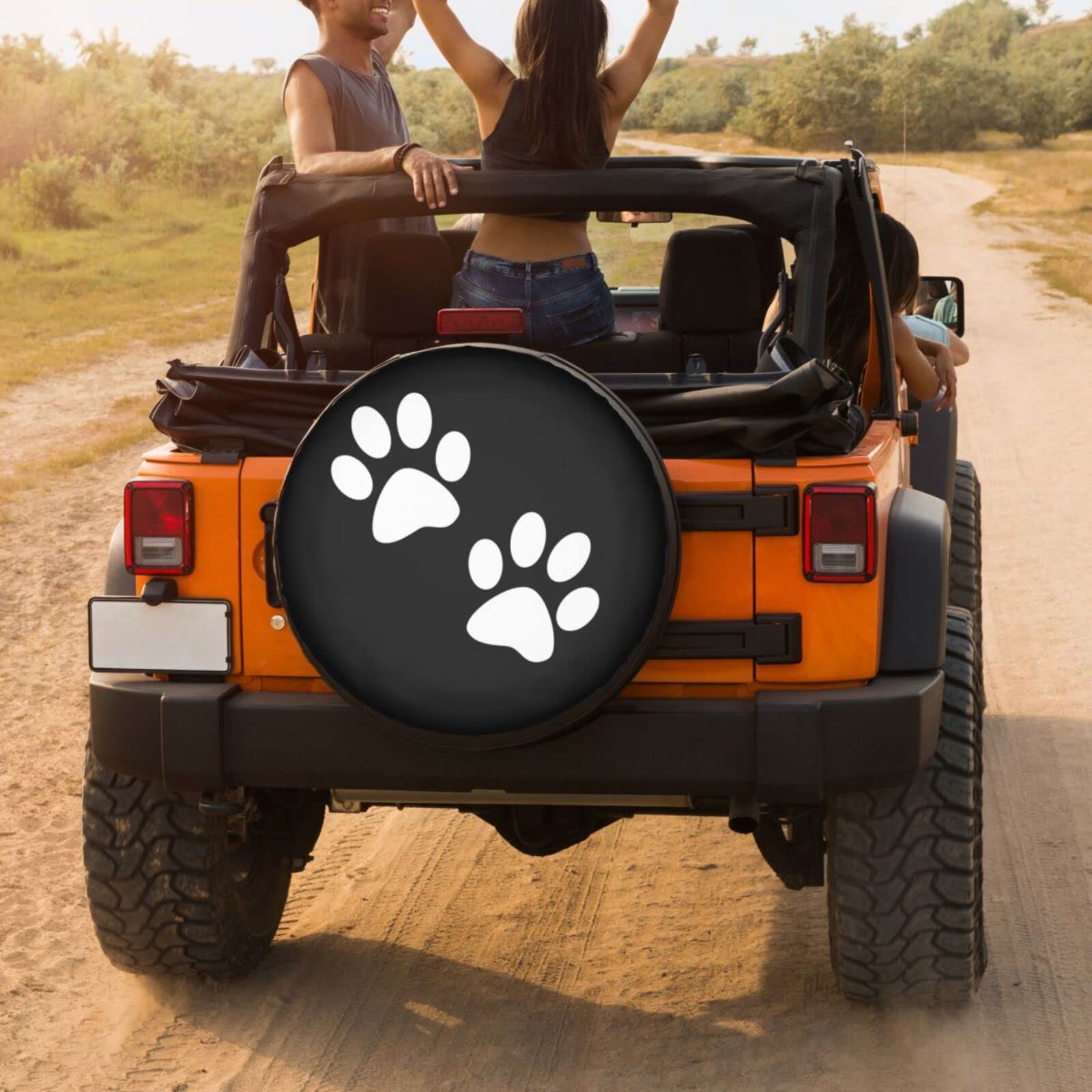 Foruidea 15 Inch Paw Print Spare Tire Cover - Dustproof Wheel Protector for Trailers, RVs, SUVs & Trucks | Waterproof & UV Resistant for Outdoor Camping & Road Trips