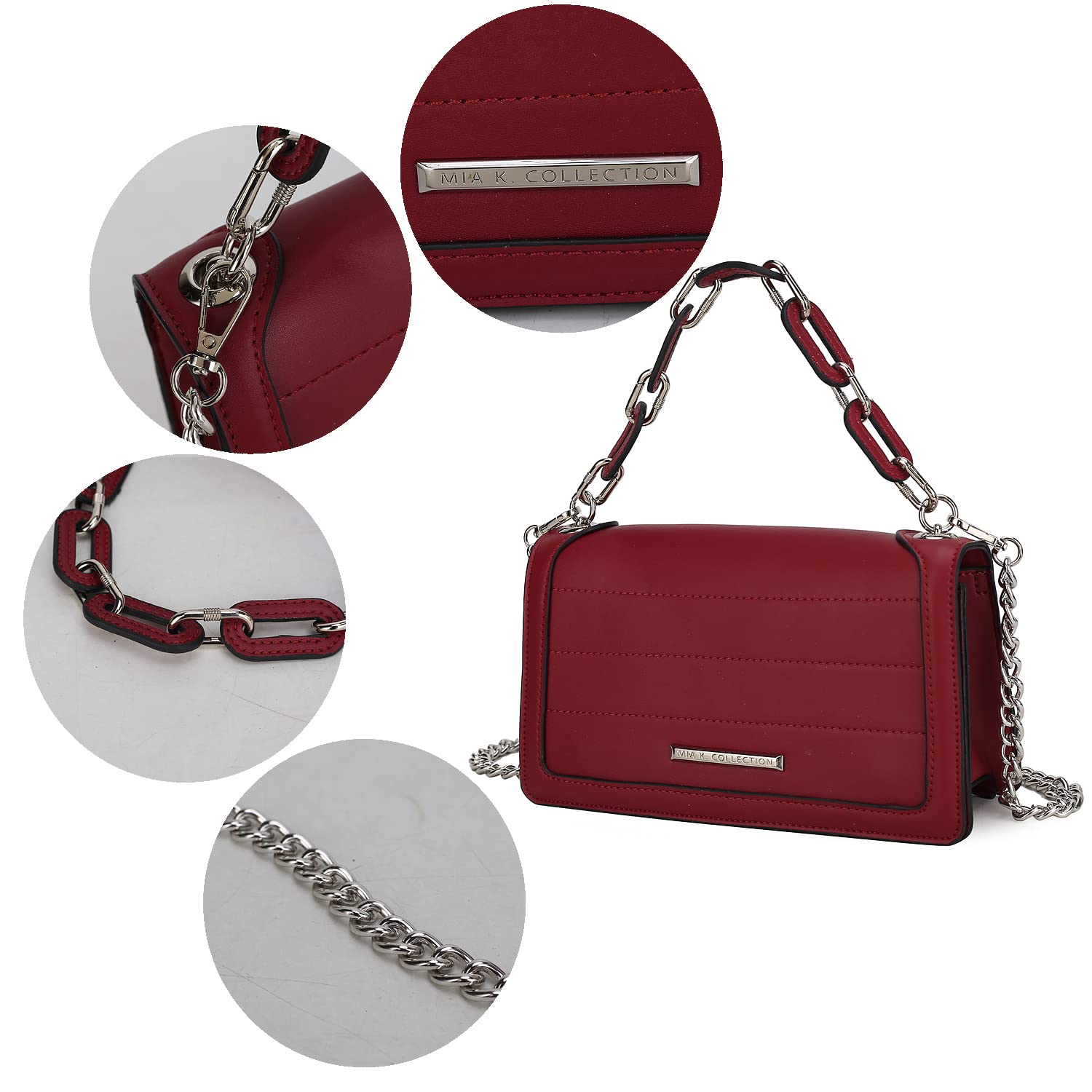 MKF Women's Crossbody Bag - PU Leather Messenger Purse with Shoulder Strap for Daily Use