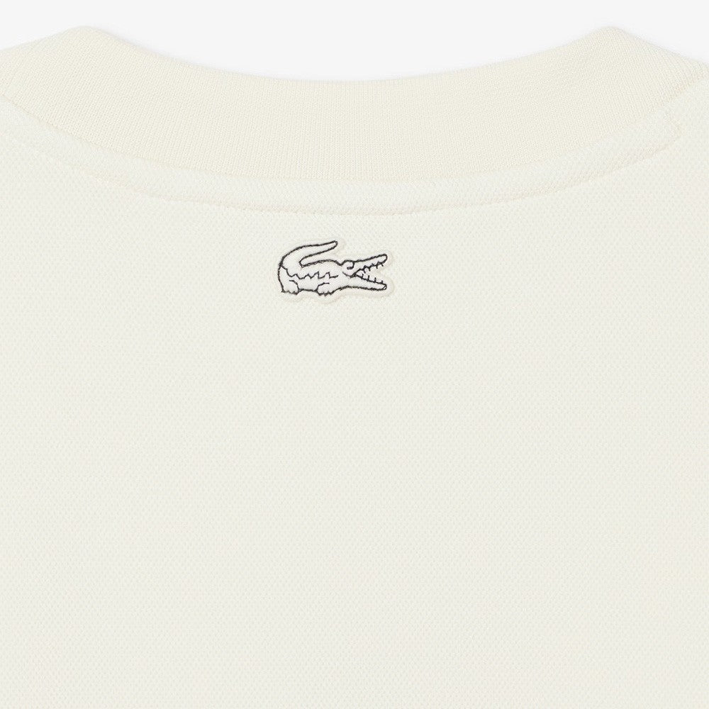 Lacoste Men's Embossed Logo Pique Sweatshirt - Premium Cotton Crewneck Pullover, Casual Slim Fit Sweater, Cream Color | Perfect for Casual Wear, Office Outfits & Weekend Style