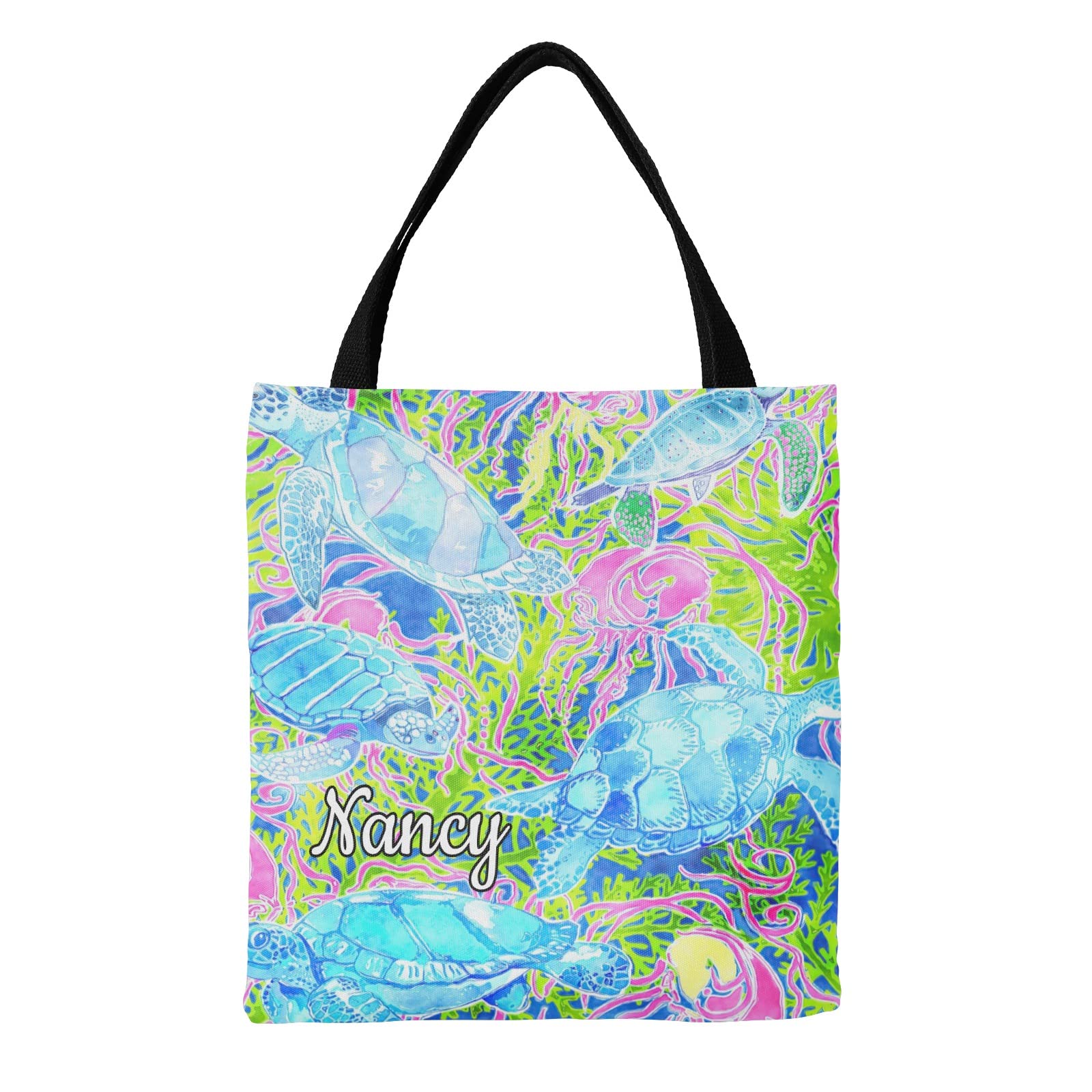 Personalized Turtle Tote Bag - Reusable Grocery Bag for Women, Perfect Gift & Shopping
