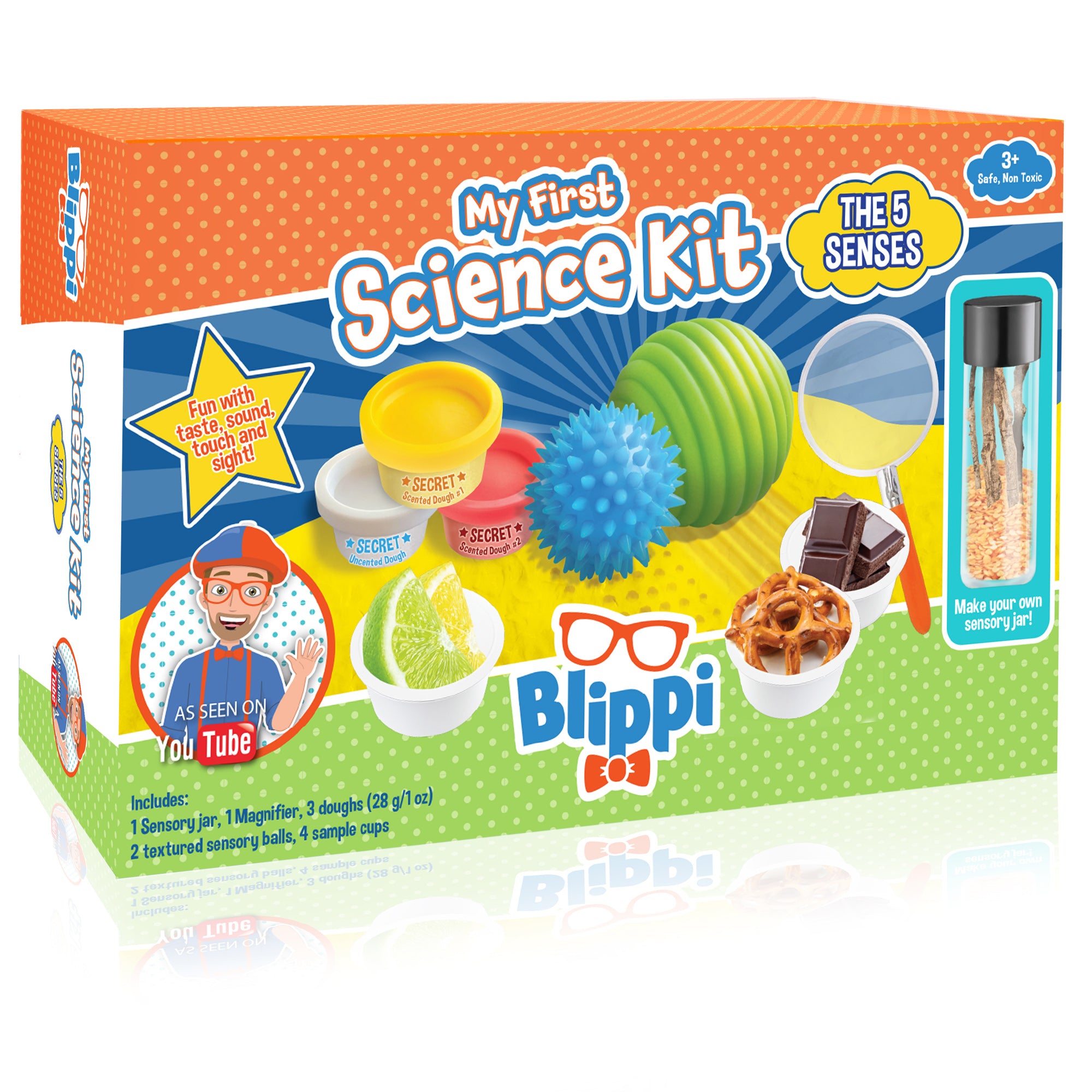 Blippi My First Sensory Science Kit for Kids - Explore Five Senses with Fun Learning Activities - Perfect for Preschool STEM Education & Sensory Play at Home