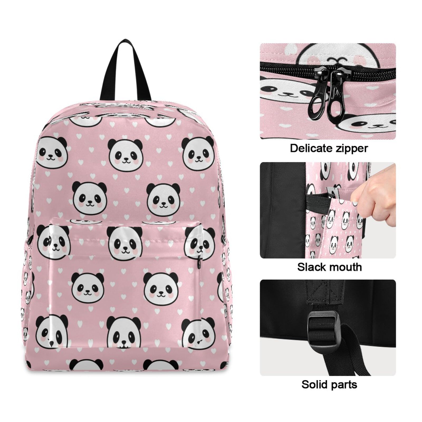 Panda Face Backpack - Lightweight Travel Daypack for Men & Women, Casual School Bag for Students Teens Boys Girls (One Size) - Perfect for College, Hiking, Commuting & Daily Use