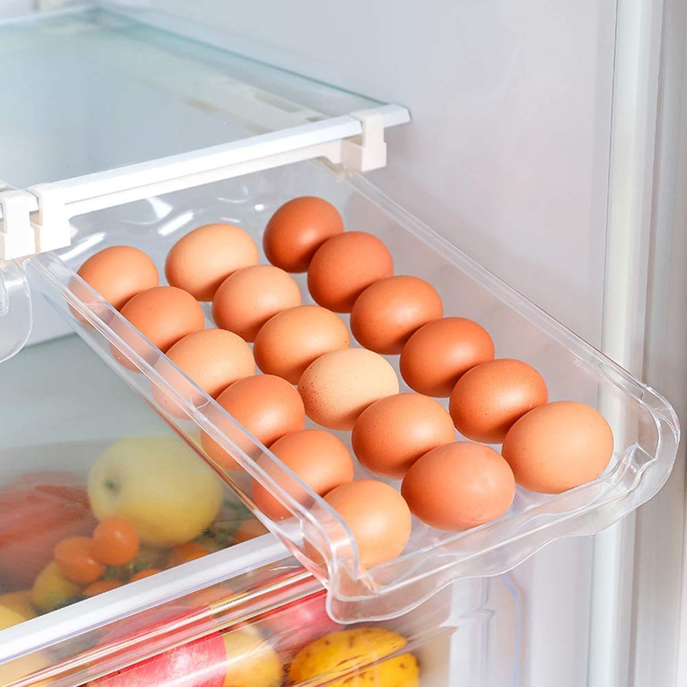 ALFEEL Refrigerator Egg Holder - Pull Out Egg Drawer Organizer, 0.6