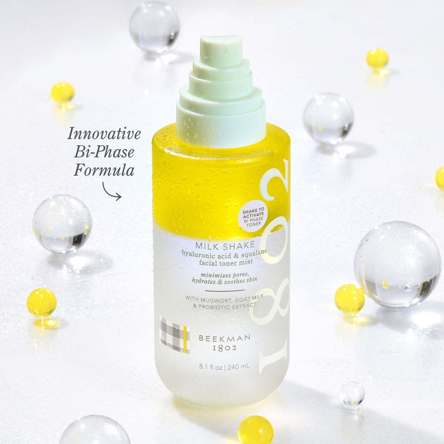 Hydrating Facial Toner Mist with Hyaluronic Acid & Squalane - Refreshing Milk Shake Formula for Dry Skin - Perfect for Daily Skincare Routine & On-the-Go Hydration