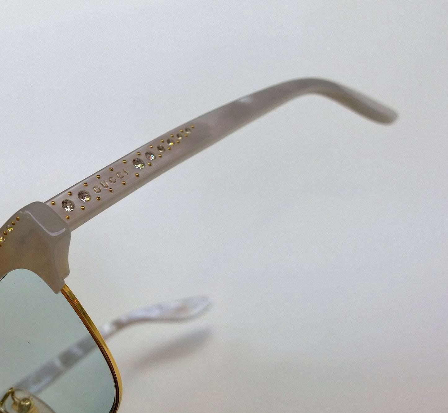 Gucci Mother of Pearl Rhinestone Sunglasses - Shell Pixie Style Designer Shades for Women | Perfect for Beach, Vacation & Summer Fashion Accessories