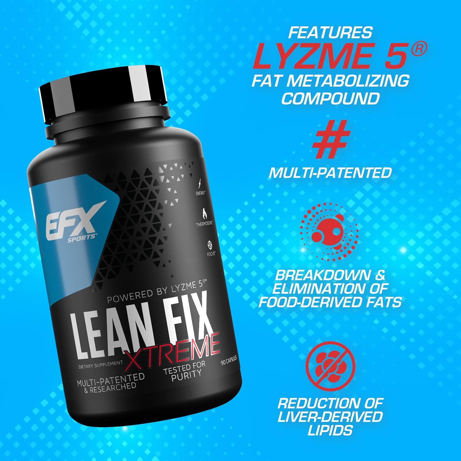 EFX Sports Lean Fix Xtreme Fat Burner & Metabolism Booster - 90 Capsules for Weight Loss, Energy & Appetite Control - Perfect for Gym, Workout & Fitness Routines