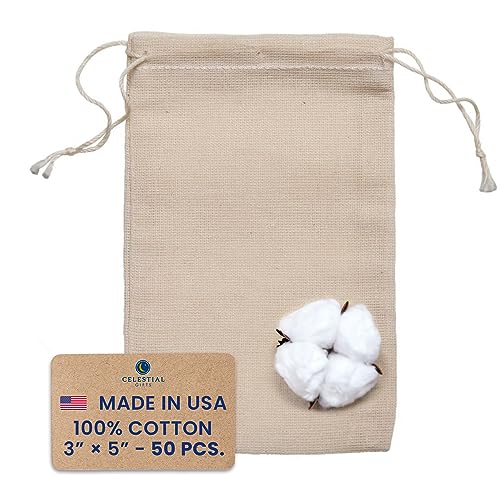 3x5 Inch (Pack of 50) - Natural Drawstring