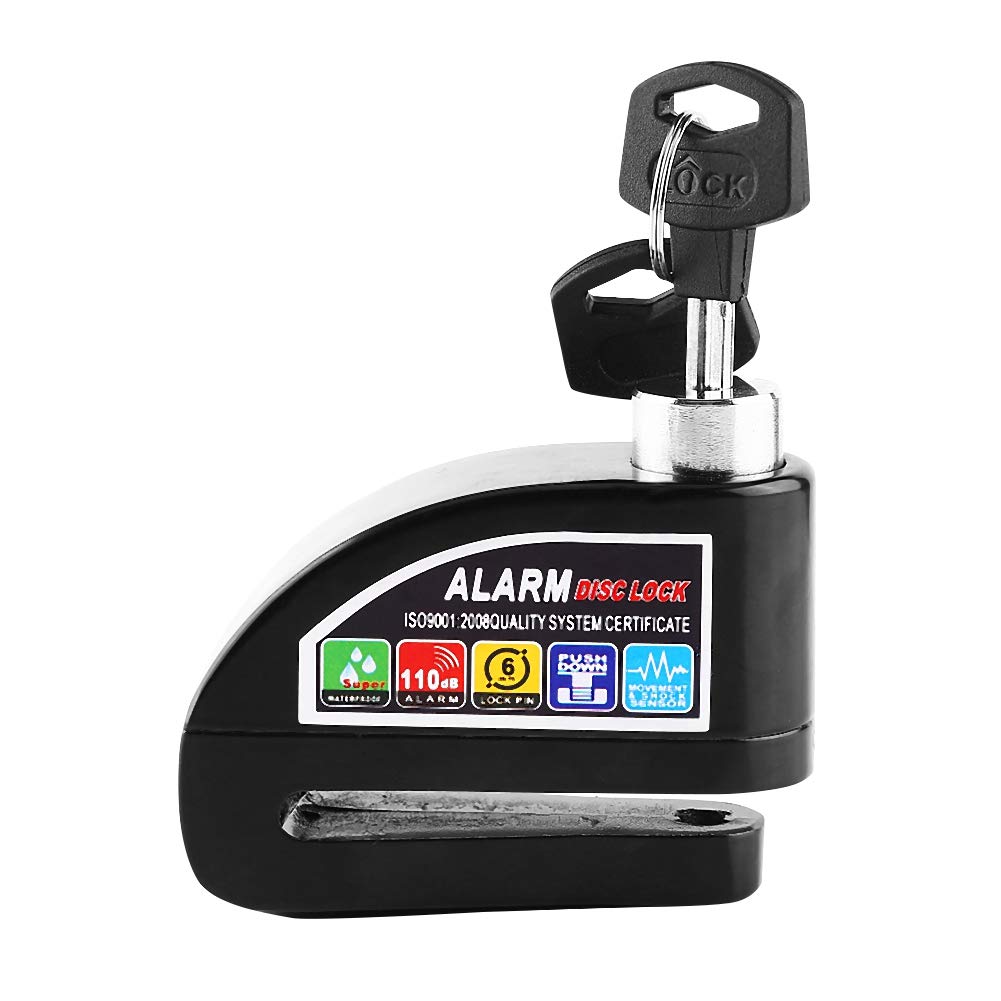 Motorcycle Scooter Disc Brake Lock with Alarm - Anti Theft Security System for Bikes (Black) | Perfect for Parking Protection & Theft Deterrence