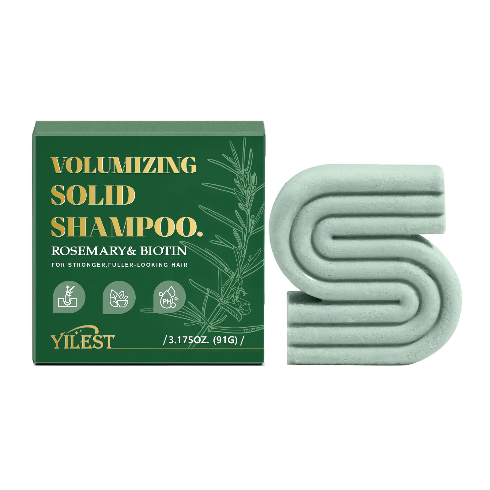 Organic Rosemary Solid Shampoo Bar for Hair Growth & Dandruff Control - Natural Vegan Shampoo for Oily Hair & Scalp Care - Sulfate-Free Hair Soap for Women & Men - Perfect for Travel, Gym & Eco-Friendly Bathroom Routine