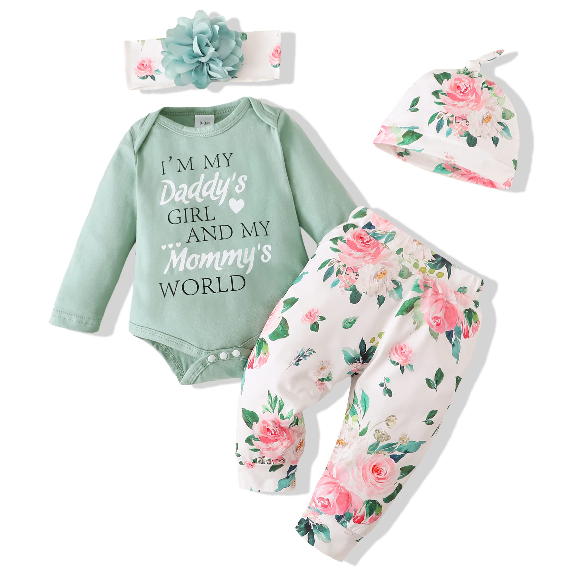 Renotemy Newborn Baby Girl Clothes Set - Cute Floral Ruffle Romper Outfit for Infant & Toddler | Perfect for Photo Shoots, Parties & Daily Wear