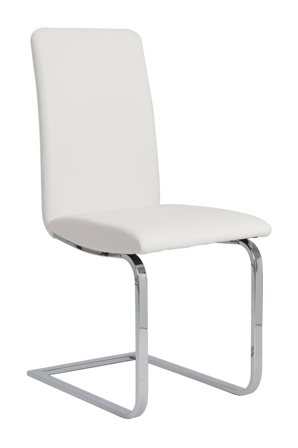 Euro Style Modern White Cinzia Dining Chairs with Chrome Legs - Set of 2, Elegant Kitchen & Dining Room Furniture for Home, Restaurant, Cafe