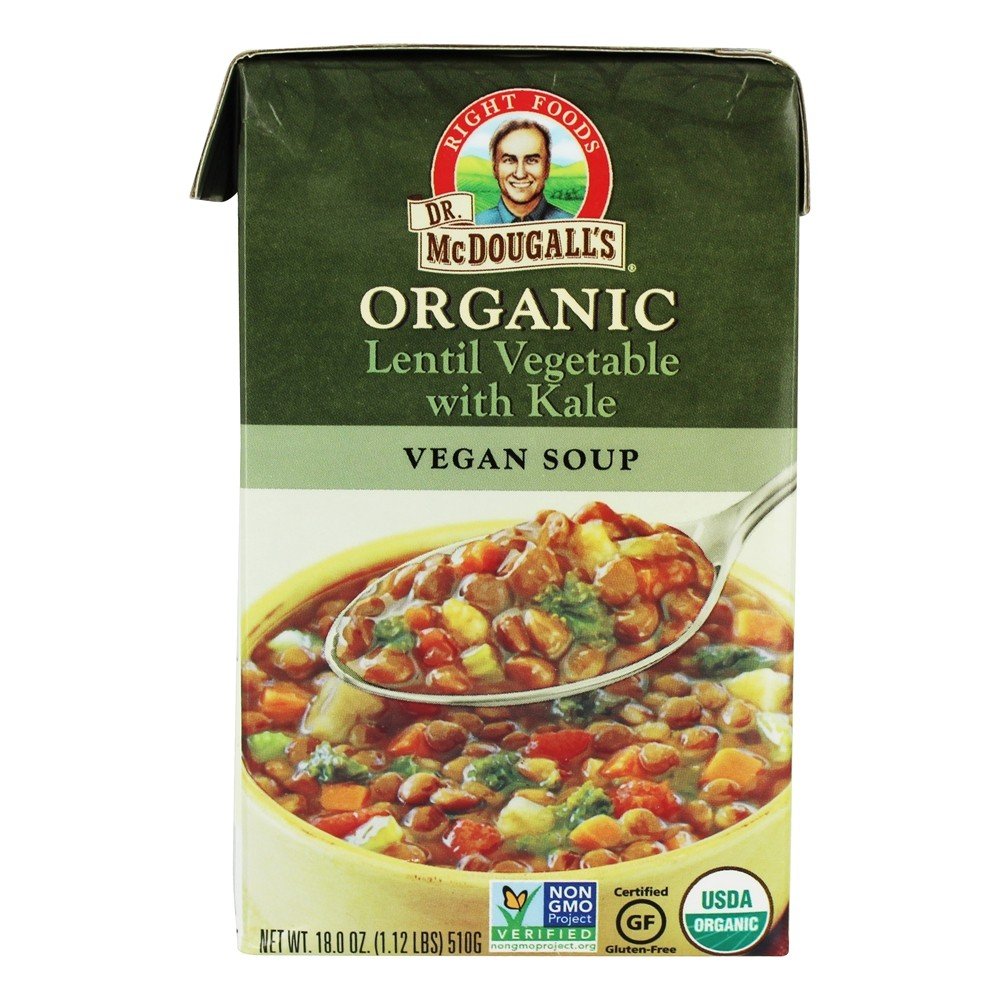 Organic Lentil Vegetable Soup by Dr. Mcdougall's - Pack of 6 (18 Oz Each) | Healthy Vegan Meal for Quick Lunches & Camping Trips