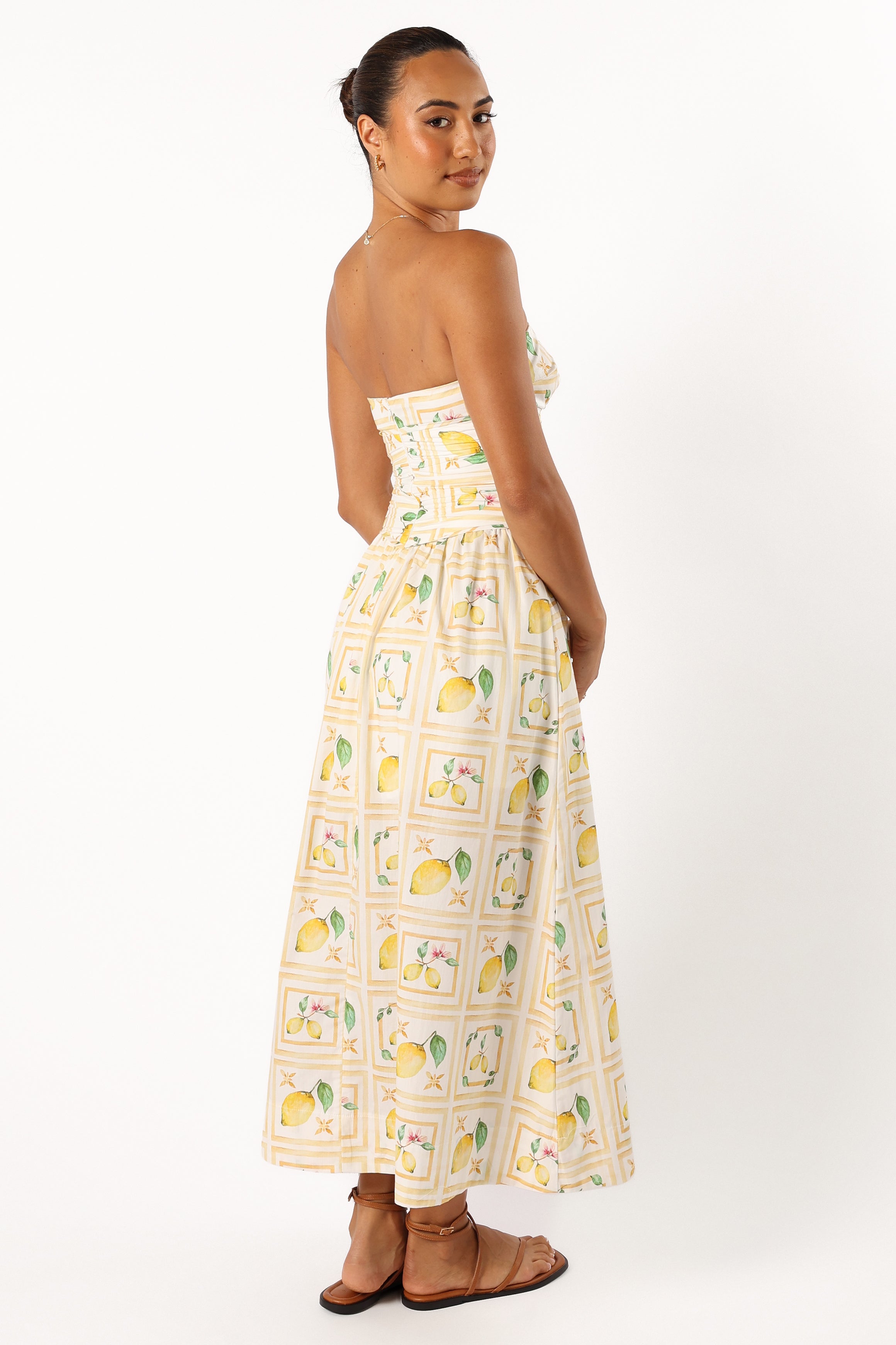 Strapless Midi Dress for Women - Flowy Lemon Yellow Summer Dress for Beach, Party & Date Night | Cintrico Fashion