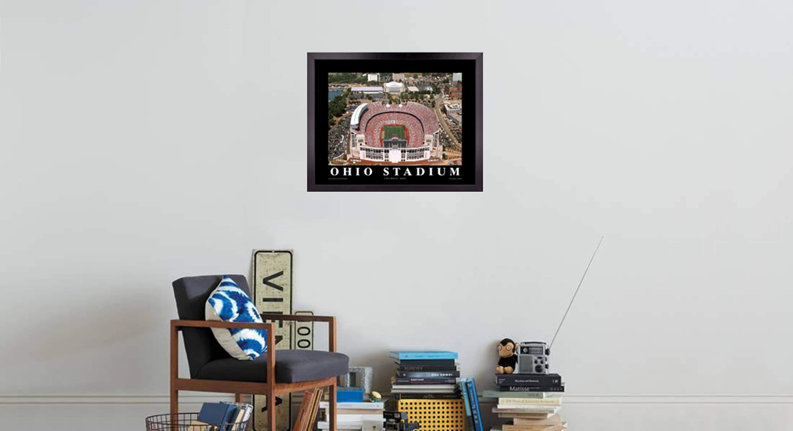 Ohio State Buckeyes Football Stadium Aerial View Framed Wall Art Print - 23