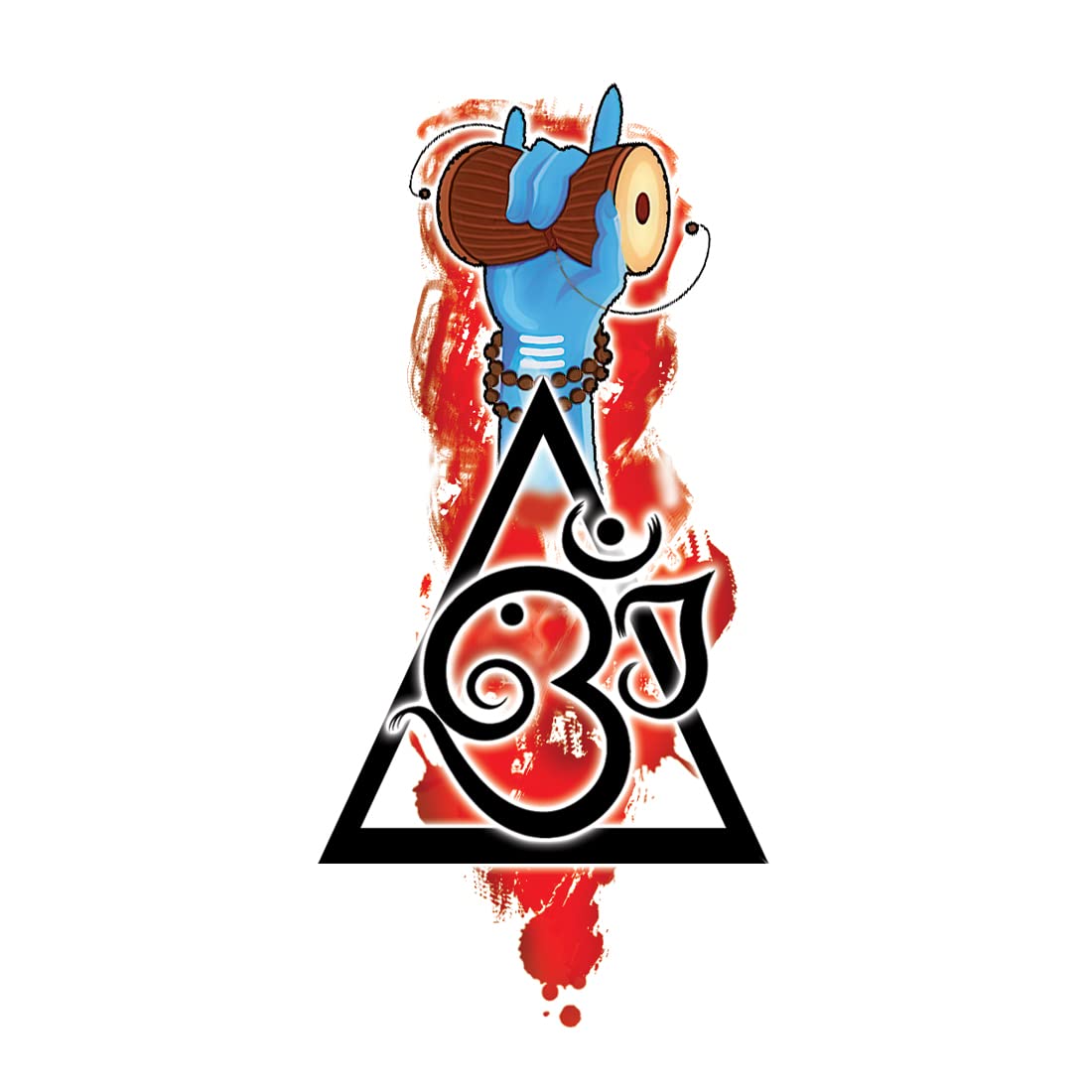 Shiv Ji Hand Dumroo with Om Symbol - Waterproof Temporary Tattoos for Men, Women & Kids | Spiritual Body Art for Festivals, Yoga & Meditation