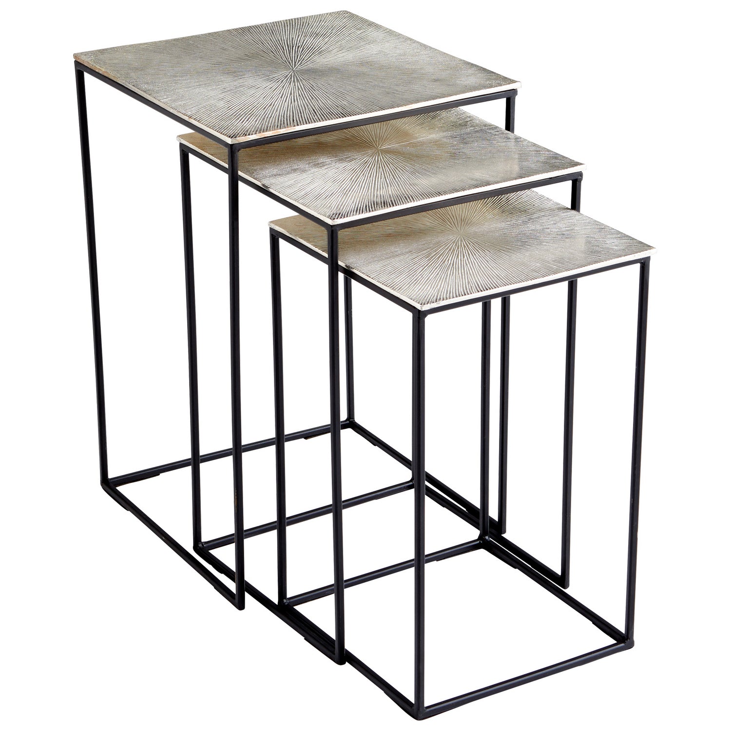 Cyan Design 09717 Irvine Nesting Tables Set of 3 - Raw Nickel & Black Finish - Modern Side Tables for Living Room, Bedroom, or Office Decor