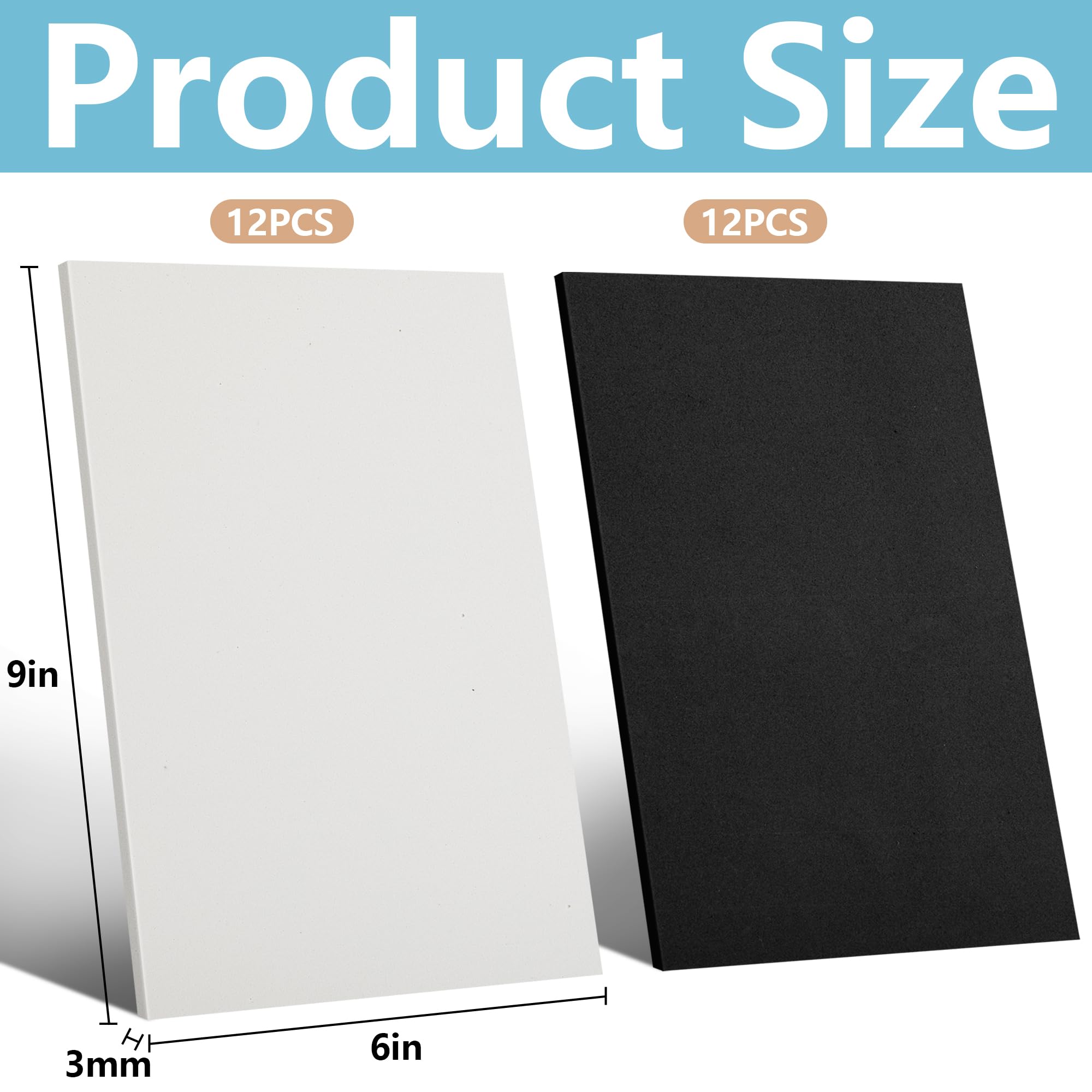 24 Pcs 3mm Thick EVA Foam Sheets for Embroidery & Crafts - 6x9 Inch High Density 3D Embroidery Foam for Cosplay Costumes, Sewing, DIY Projects - Perfect for Embroidery Machines, Costume Making & Crafting (Black & White)