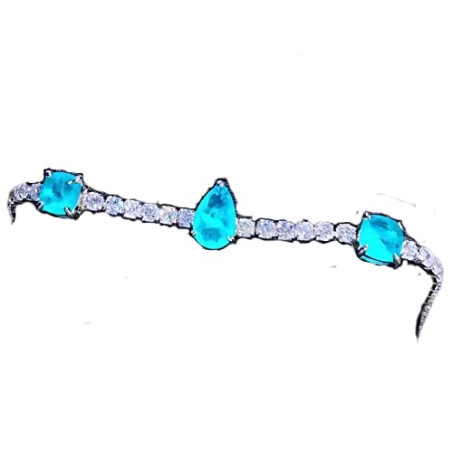 Luxury High-Quality Paraiba Tourmaline & Emerald Imitation Bracelet for Women - Cubic Zirconia Stones in 925 Sterling Silver - Perfect for Parties, Weddings & Special Occasions