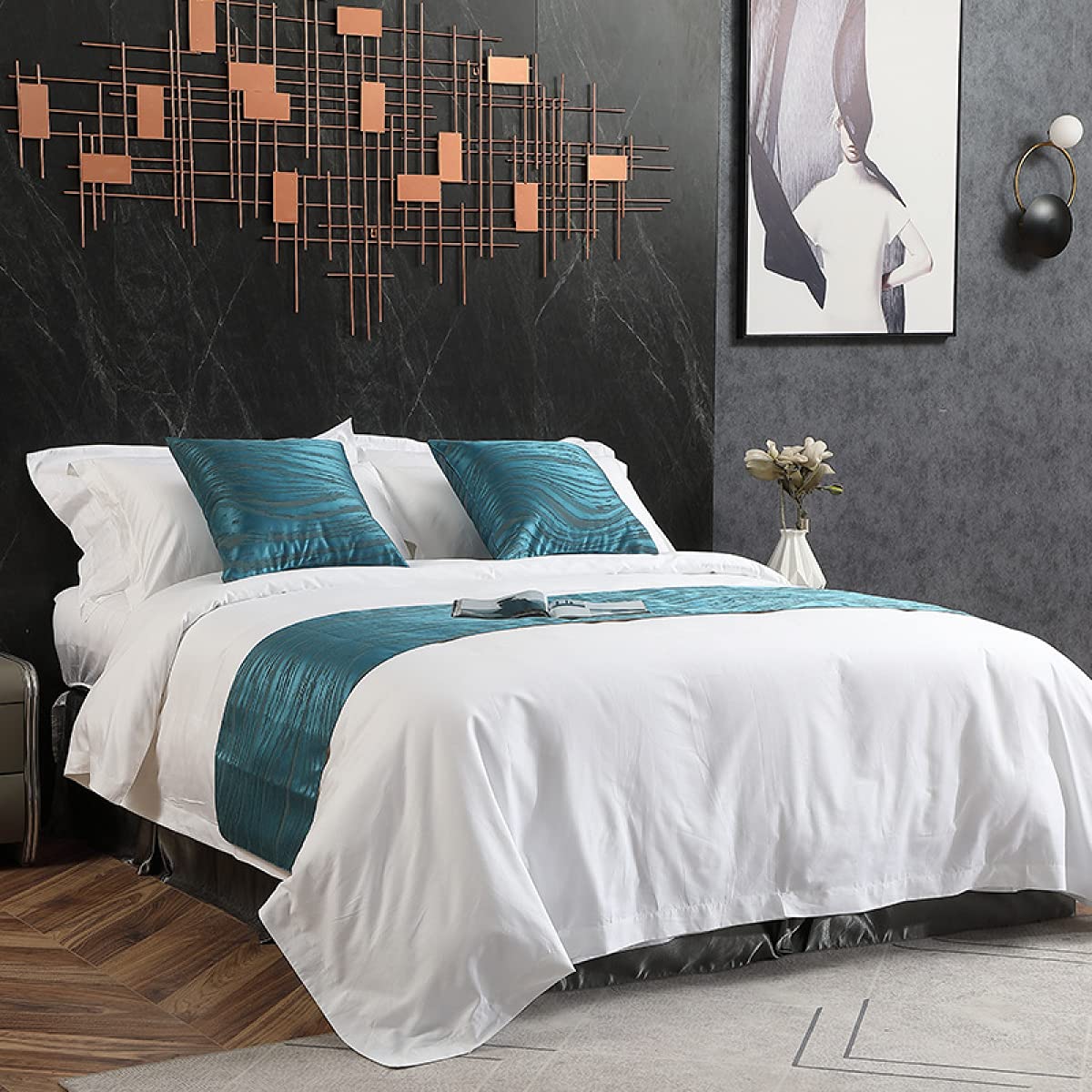 QFWMCW King Size Satin Jacquard Bed Scarf - Soft Bedspread Coverlet, Bed Runner & Towel for Queen & Twin Beds | Elegant Hotel & Home Bedding, Perfect for Wedding Decor & Room Styling