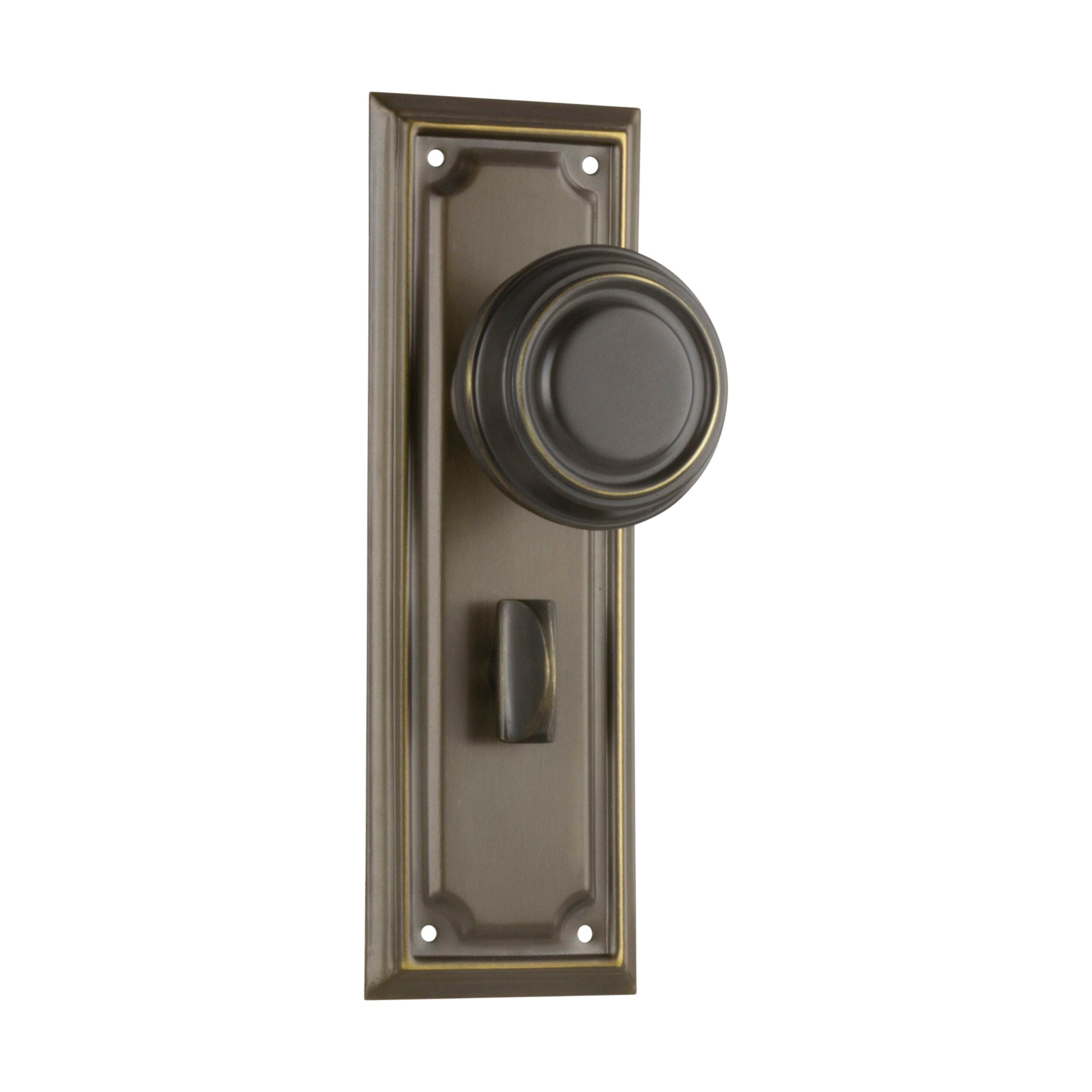 Vintage Edwardian Privacy Door Knob Set - Antique Brass Finish (H185xW60xP57mm) | Classic Home Interior Upgrade for Bedrooms & Bathrooms