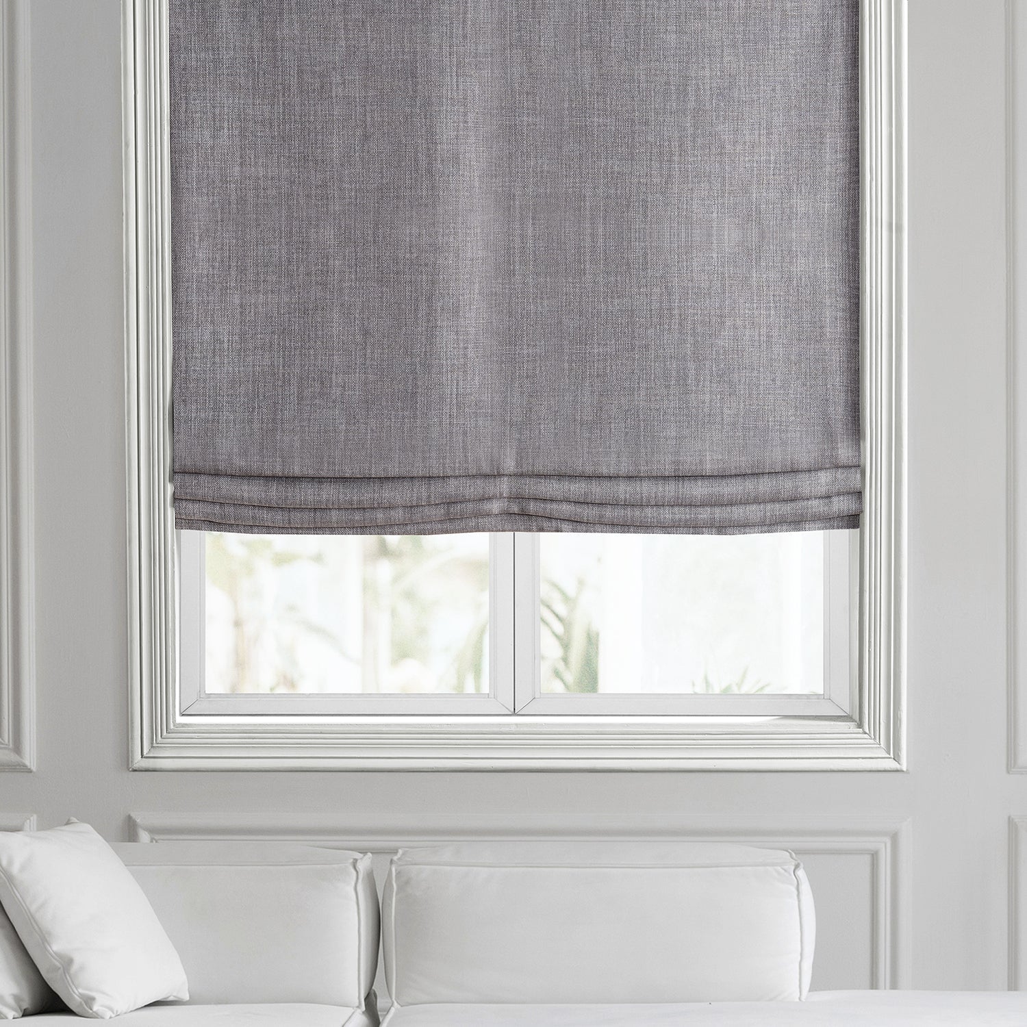 Textured Faux Linen Roman Shade - Elegant Window Treatment for Living Room, Bedroom & Home Decor | Light Filtering & Privacy Solution