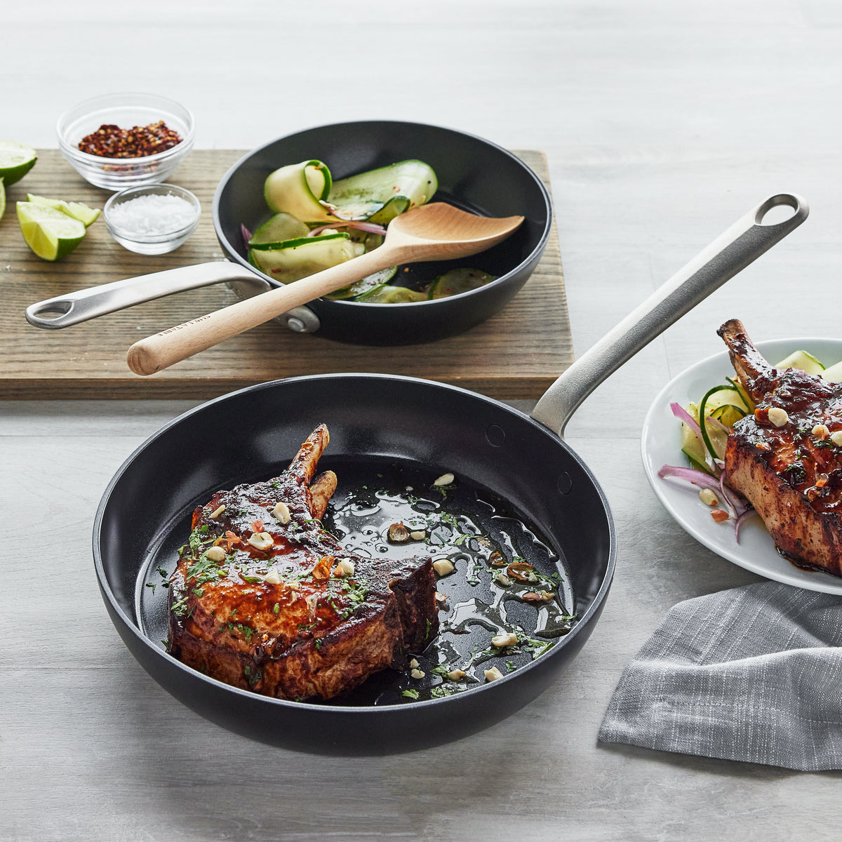 Premium Craft Noire Ceramic Nonstick 10 & 12 Inch Frying Pan Set - Healthy Cooking, Easy Clean, Oven Safe - Perfect for Sautéing, Frying & Baking at Home