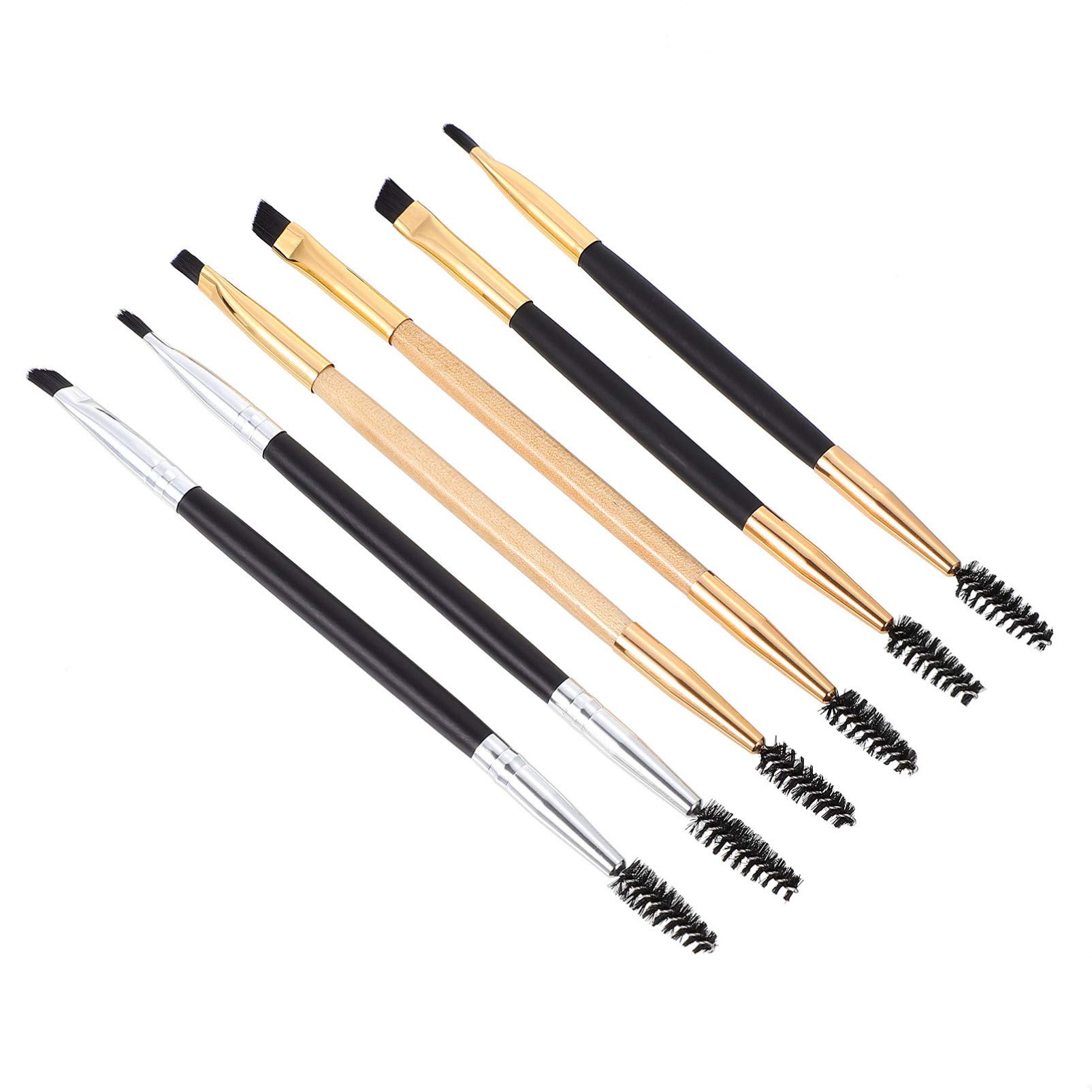 Beaupretty 6pcs Dual Ended Eyebrow & Eyelash Mascara Brush Set - Eyebrow Grooming, Eyeliner & Comb Makeup Brushes with Artificial Fiber Bristles - Perfect for Eyebrow Shaping, Lash Styling & Everyday Makeup Application