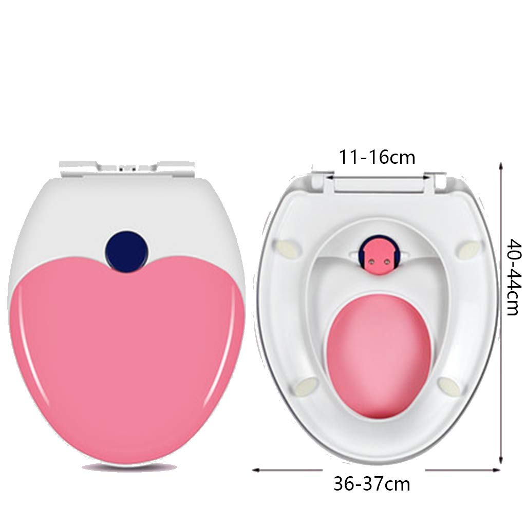 **O-Type PP Board Slow-Close Toilet Seat - Easy to Install & Clean, Pink (36-37 x 40-44 cm) - Perfect for Modern Bathrooms & Household Use**