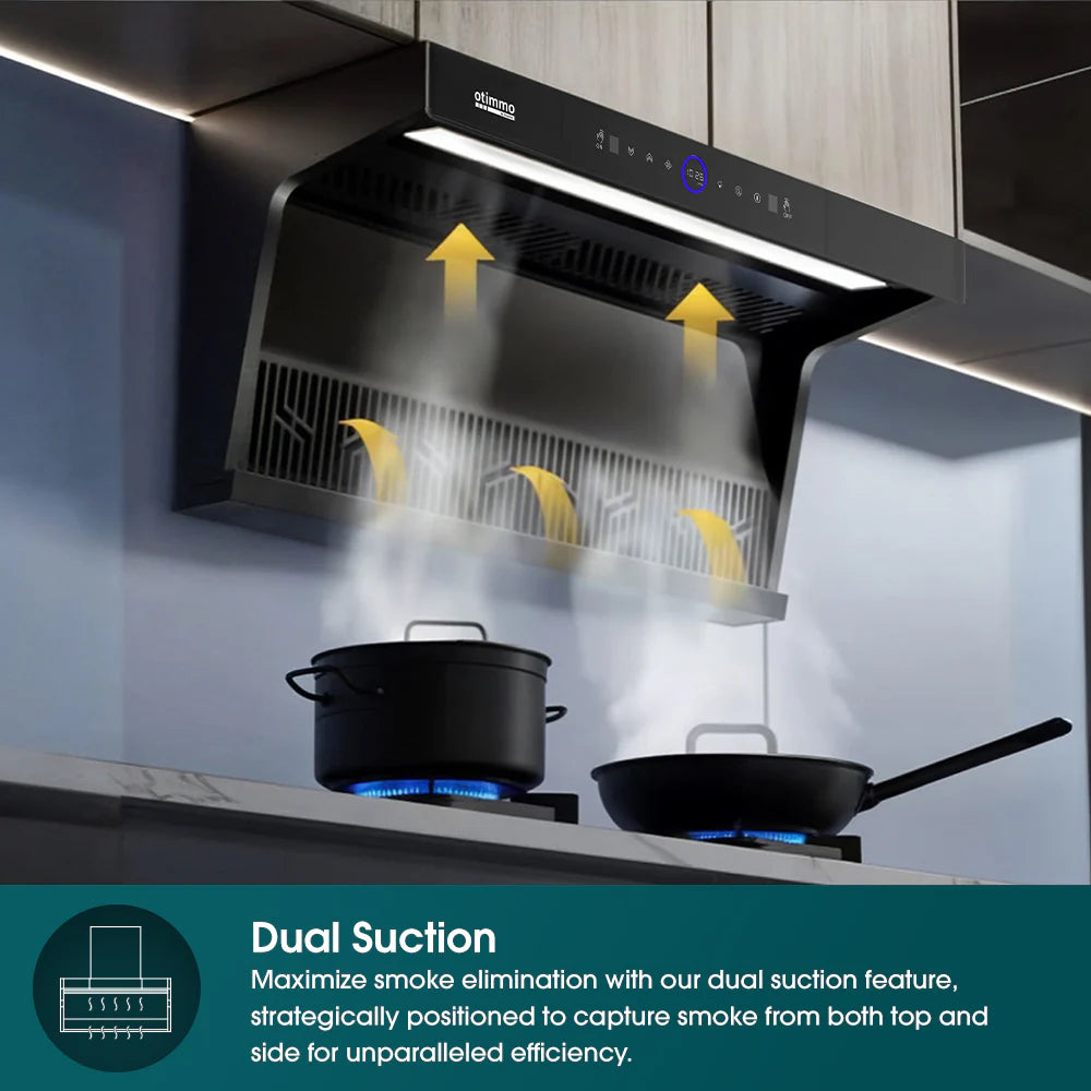 Europace ECH9122EBK 90cm 1200m3/h L-Shaped Range Hood with Dual Suction - Powerful Kitchen Ventilation for Gas Stoves & Cooking Areas