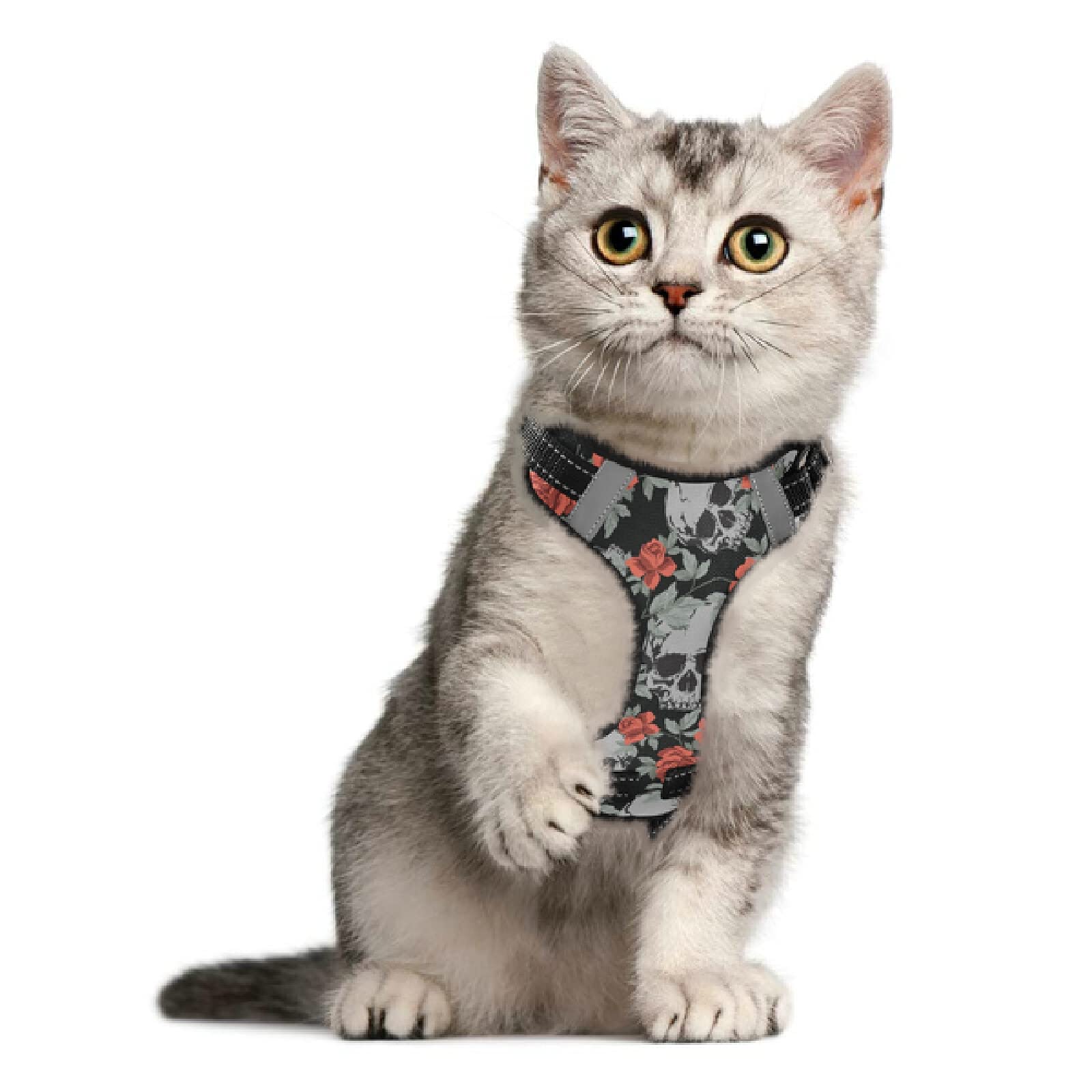 Xigua Skull Dog Harness - No Pull Reflective Pet Vest for Small & Medium Dogs with Nylon Handle - Breathable & Durable for Walking, Running & Outdoor Adventures