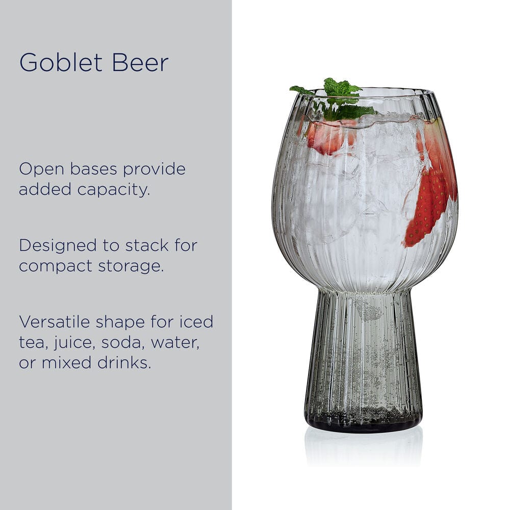 Phoebe Optic Smoke Set of 4 Elegant Goblet Beverage Glasses - Perfect for Wine Tasting, Cocktail Parties & Home Bar Decor