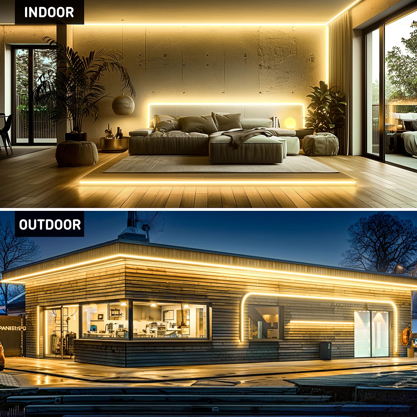 GZBtech 33FT/10M Silicone COB Neon Rope Lights - 2800K Super Bright Warm White Waterproof LED Strip Light - Flexible Cuttable Tape Lighting for Indoor/Outdoor Use - Perfect for Home Decor, Commercial Signs, Bars, Restaurants, and Landscape Lighting (AC 110-120V)