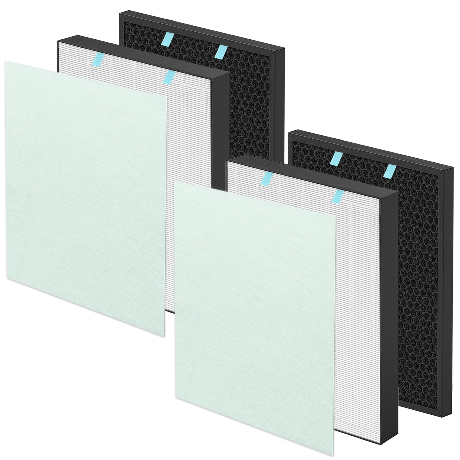2-Pack Bissell Air400 Replacement Filters - HEPA Activated Carbon Pack 3365, Includes 2521 True HEPA Filters & Pre-Filters, 2520 Active Carbon Filters - for Cleaner Air in Bedrooms, Living Rooms & Offices