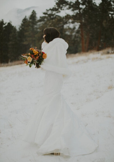 Ivory White Fur Cape - Elegant Winter Shawl for Women (Juliet Wht01) | Perfect for Weddings, Parties & Cold Weather Fashion