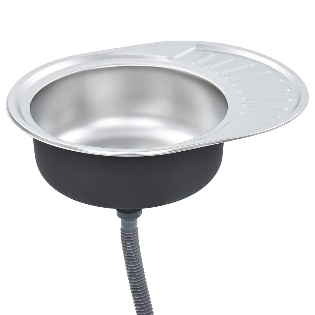 Premium Stainless Steel Oval Kitchen Sink with Built-in Strainer & Drain Trap - Perfect for Modern Homes, Restaurant Prep, and RV Camping Kitchens