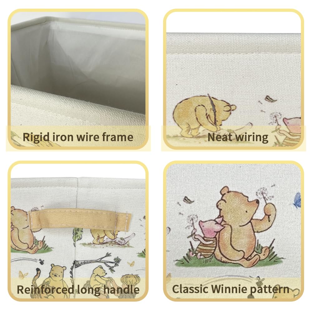 Winnie Nursery Hampers with Handles - Large Foldable Canvas Storage Baskets for Kids, Baby Clothes & Toys | Organizer for Bathroom, Bedroom & Nursery Decor | Perfect for Laundry, Playroom & Home Organization
