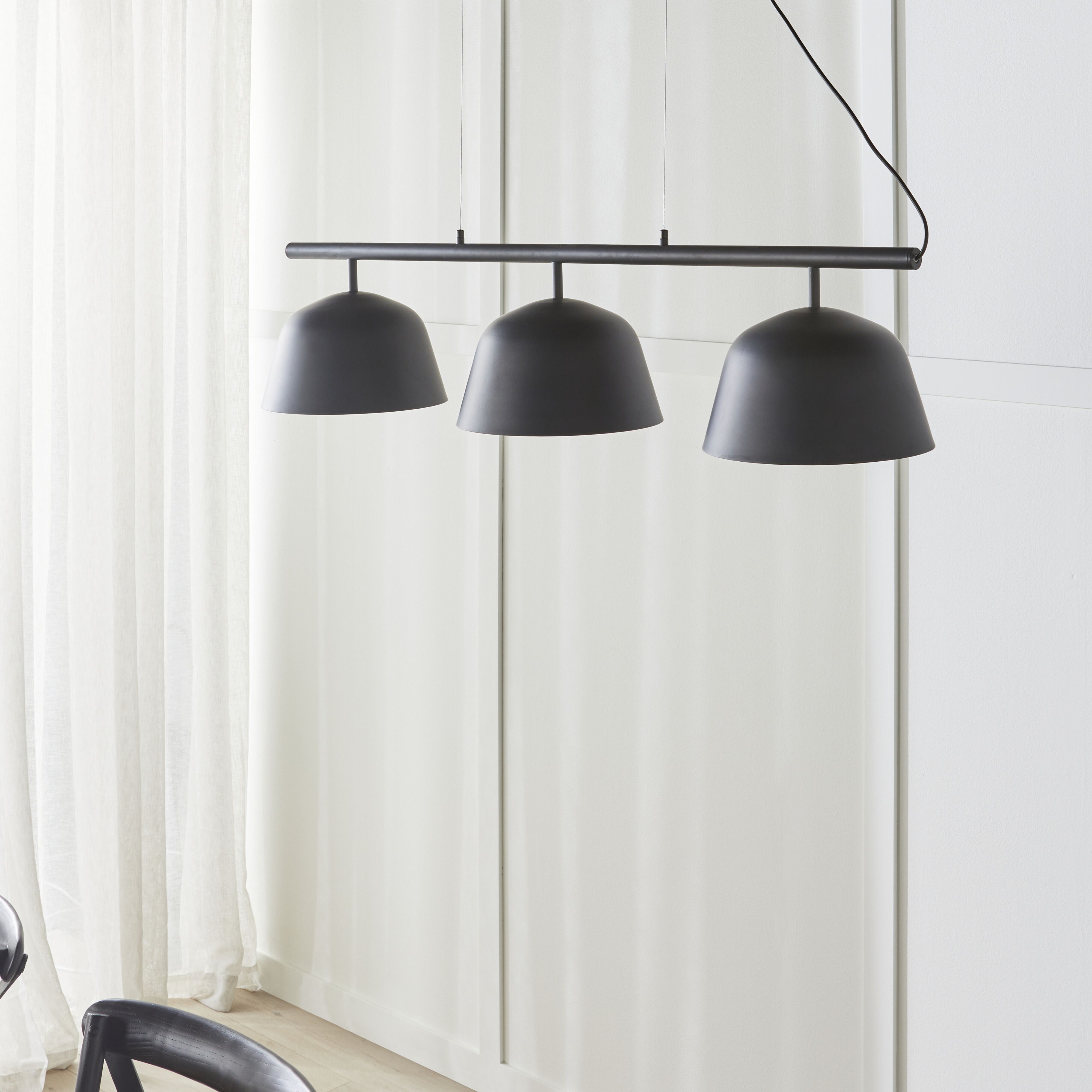 Anglesea 3-Light Modern Metal Pendant Light Fixture - Charcoal Finish, 47.2