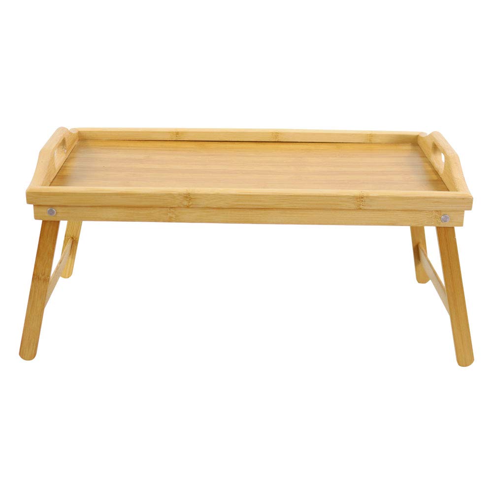 Foldable Bamboo Bed Tray - Breakfast in Bed Tray with Adjustable Legs, Multi-Purpose Serving Tray for Dining, Laptop Work, Reading & Snacking in Bed or Sofa