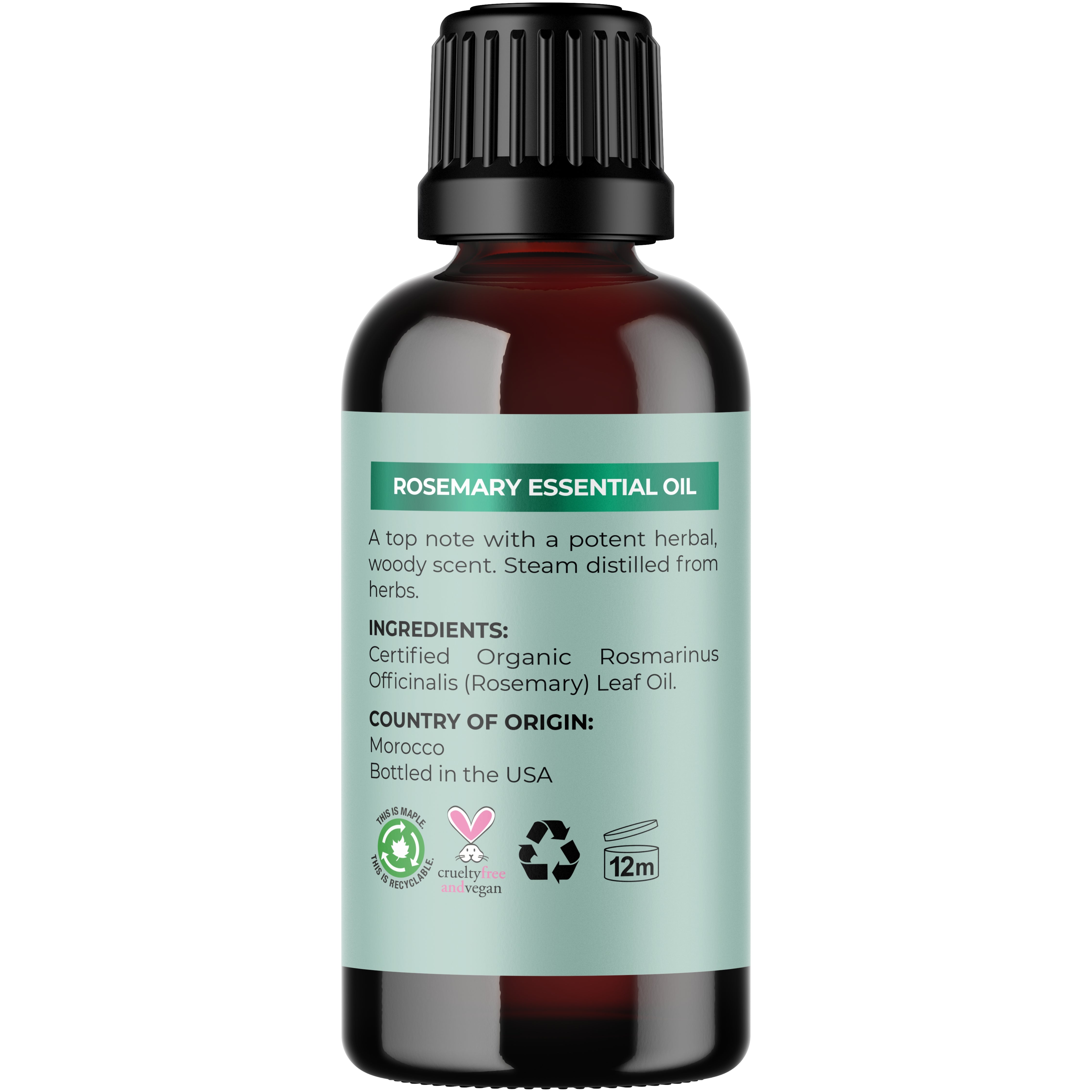 Organic Rosemary Essential Oil for Hair Growth & Skin Care - 100% Pure Natural Aromatherapy Oil for Relaxation & Stress Relief