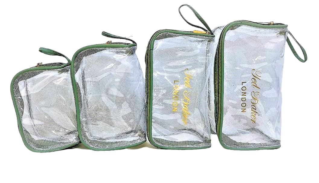 Multipurpose Travel Cosmetic Bag for Men & Women - Waterproof Makeup & Toiletry Organizer Pouch (4-Pack, Green) - Perfect for Airplane, Gym, Camping & Business Trips